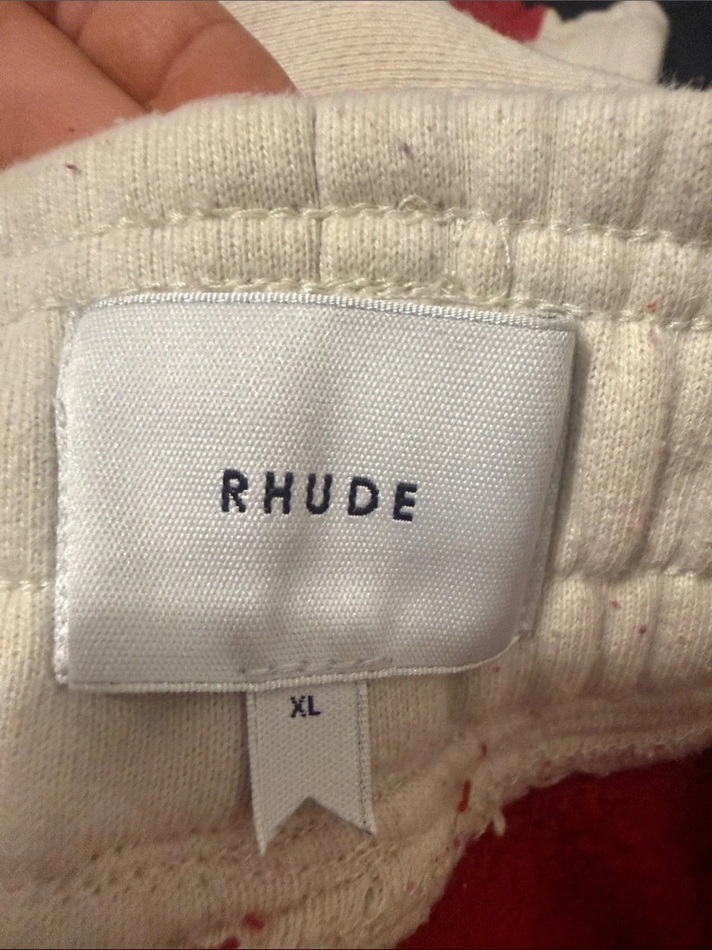 Men’s Rhude East Hampton Red Sweatpants White Trim and Yellow Drawstring